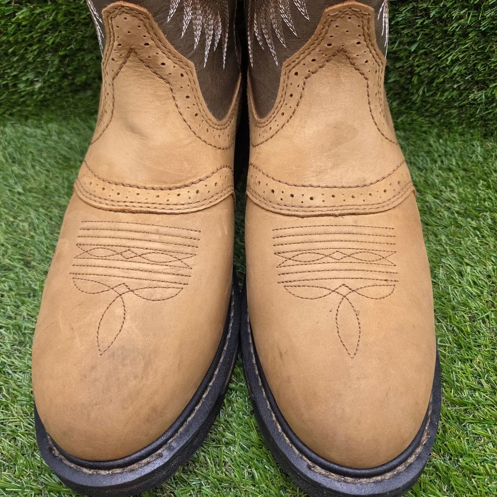 Ariat WorkHog H20 SIZE 12 WIDE Men's Waterproof Pull On Leather Work Boots Brown
